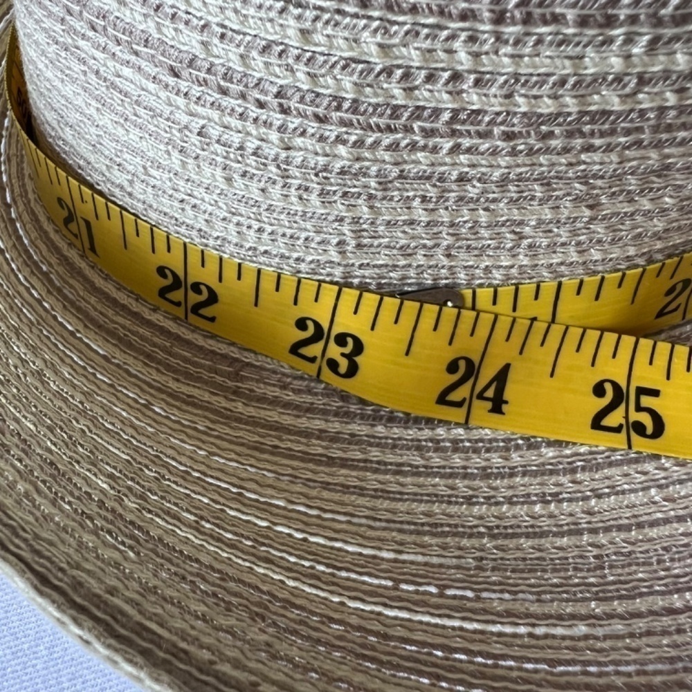 *FIRM PRICE* Scala gray and tan woven hat with leather strap and drawstring inte - Picture 13 of 15